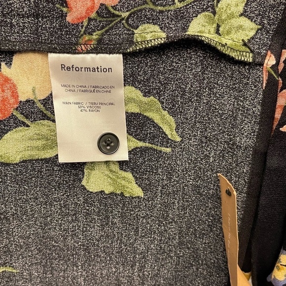 NEW Reformation Reza Floral Long Sleeve Midi Dress In Night Bloom Size 2 - Picture 15 of 16